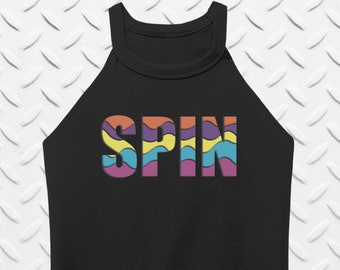 Spin Class Shirt, Indoor Cycling Workout Rocker Tank Top, Gym Workout Clothing, Cute Gym Shirt for Her, Fitness Gift for Spin Instructor