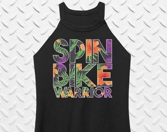 Spin Class Rocker Tank Top - Spin Bike Warrior Tropical Flowers Design - Pretty Gym Shirt Gift for Her- Indoor Cycling Racerback Tank Top