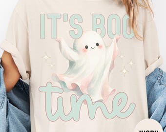 T-shirt fantôme mignon Comfort Colors, T-shirt Halloween femme, T-shirt fantôme « C’est l’heure des frissons », T-shirt manches courtes, T-shirt manches longues