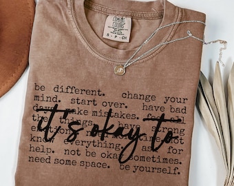 Camiseta inspiradora "Positividad, está bien" de Comfort Colors, para profesores, motivacional y de salud mental, de manga corta y de manga larga.