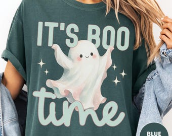 T-shirt fantôme mignon Comfort Colors, T-shirt Halloween femme, T-shirt fantôme « C’est l’heure des frissons », T-shirt manches courtes, T-shirt manches longues