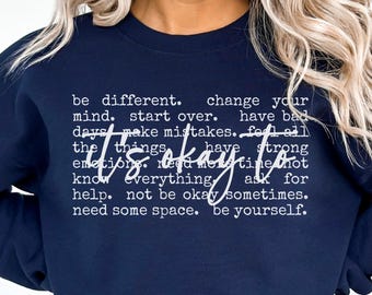 Sweat-shirt « C’est bon d’être positif », sweat-shirt pour enseignant, sweat-shirt inspirant, sweat-shirt à col rond ou sweat-shirt à capuche motivant – Cadeau