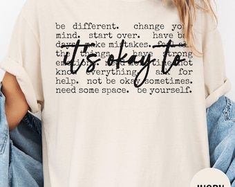 T-shirt inspirant « Comfort Colors Positivité Tout va bien », T-shirt pour enseignants, T-shirt de motivation, Santé mentale, T-shirt à manches courtes, T-shirt à manches longues