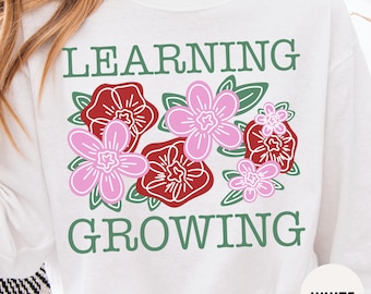 T-shirt Comfort Colors « Apprendre et progresser » pour enseignants, T-shirt de développement professionnel, T-shirt à manches courtes ou à manches longues, Cadeau pour enseignants