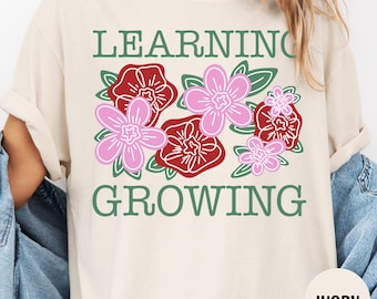 T-shirt Comfort Colors « Apprendre et progresser » pour enseignants, T-shirt de développement professionnel, T-shirt à manches courtes ou à manches longues, Cadeau pour enseignants