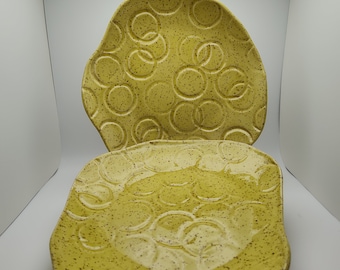 Handmade Spring Salad Plate Set: 10" Stoneware Plates