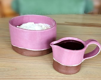 Whipped Cream Bowl and Chocolate Pitcher Serving Set