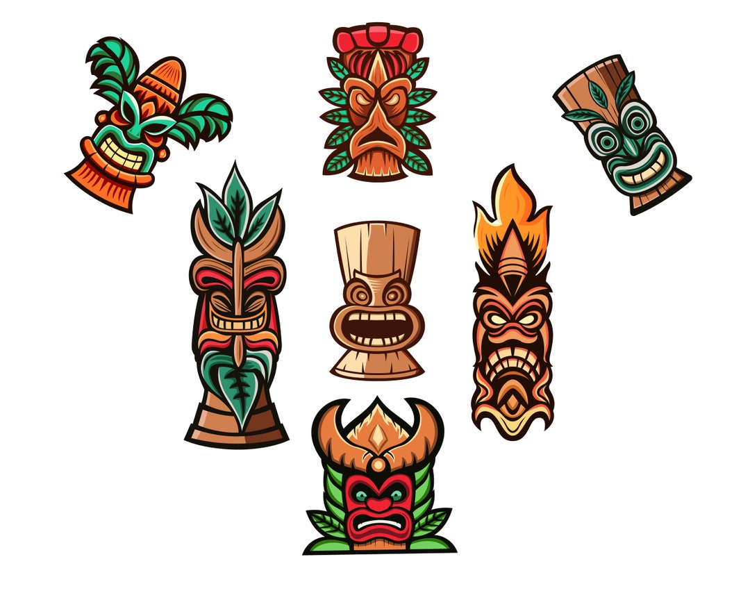 Tiki Totems Sticker Designs Etsy