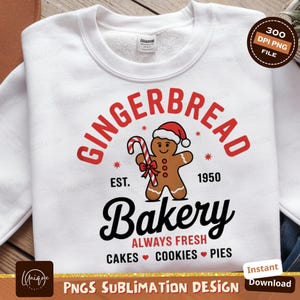 Gingerbread Bakery Png, Gingerbread Man Png Design, Christmas Bakery Sublimation, Ciasta Ciasteczka Piekarnia Cyfrowy Projekt, Png Sublimation