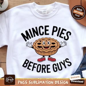 Mince Pies Digital Download, Boże Narodzenie Png, Zabawny projekt jedzenia, Sublimacja Png, Uroczy obrazek z kreskówek o cieście, Clipart świąteczny deser