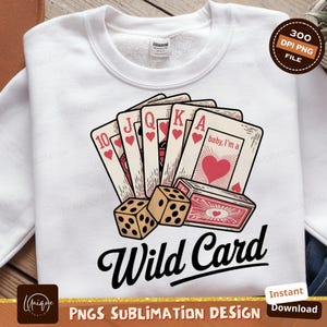 Wild Card Png, Poker Digitale, Sublimazione di Giochi di Carte, Illustrazione di Dadi, Design Divertente, Casinò Png, Grafica per Feste, Download Digitale di Gamble