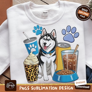 Cute Husky Png, Pet Sublimation, Dog Lover Design, Cartoon Dog Art, Digital Download, Husky Clipart, Animal Png Design, Puppy