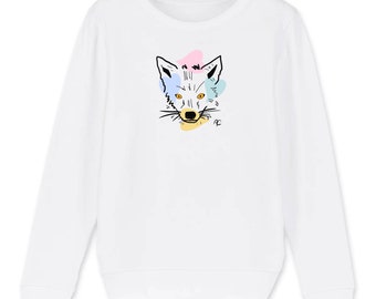 Fox sweatshirt, children's sweatshirt, FoxLove, Pastel, Hearts, Love, Multicolor, kid's sweatshirt, child, teenager, unisex