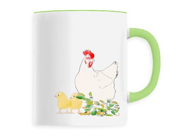 Mug ChicksFoliage, mug chick hen foliage, Easter, Easter party gift, chocolate