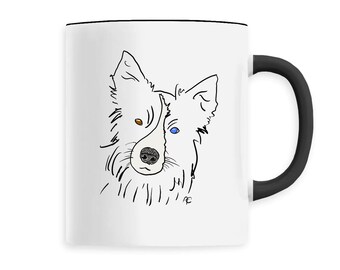 MugDog EyeBlue, blue eye dog, border collie, dog, pets, animal