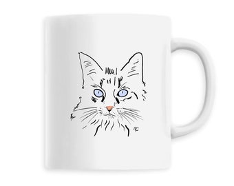 Mug CatEyesBlue, blue eye cat, cat cup, graphic