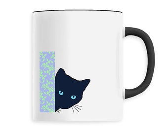 Mug Cat Graphic, cat cup, black cat, heart, love, love