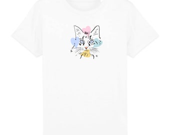 TshirtKid CatLoves, kids t-shirt, teen t-shirt, cat t-shirt, hearts, love, love