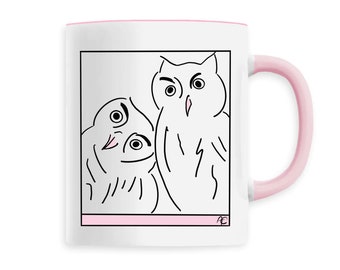 Mug Owls, Owl Cup, Owl Cup, OwlsRose, birth, baby, love, hearts, love