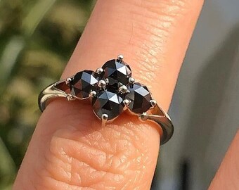 Anillo de ónix negro natural, anillo con piedra talla esmeralda, anillo de plata hecho a mano, anillo de plata de ley 925, anillo llamativo, anillo para mujer, regalo para ella
