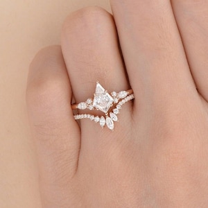 Kite Cut Moissanite Solitaire Ring, 14K Yellow Gold Solitaire Engagement Ring, Kite Cut Bridal Ring For Women, Anniversary Gift For Women
