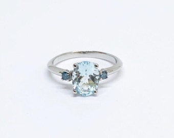 Natural Vintage Aquamarine Ring- 925 Sterling Silver Ring- March Birthstone- Engagement Ring- Promise Ring- Anniversary Ring- Gift For Her