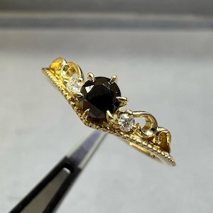Black Onyx Hydro Ring, Engagement Ring, 18k Rose Gold Vermeil, Stackable Ring, Rectangular Stone Ring, Black Onyx Bar Ring, Minimalist Ring