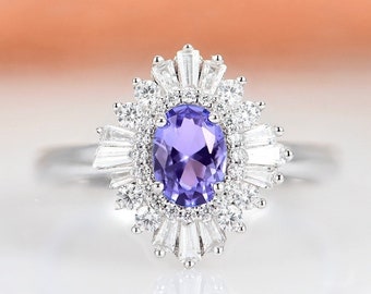 Oval Cut Tanzanite Ring in Sterling Silver Tanzanite Handmade Ring Blue Gemstone ring Statement Ring December Birthstone Ring Gifts for Her