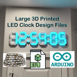 3D Printed Wall Clock Design - 30&quot; by 7&quot; - Arduino or ESP32 Project - WS2812B Programmable Lights