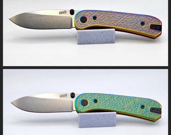 Knafs Lander 1 Knife with 3D Printed Scales - Satin D2 Blade - Tri-Color Scales