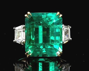 Certified Handmade Natural Emerald Ring, 925 Sterling Silver