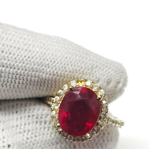Certifierad handgjord oval ring med naturlig rubin, 925 sterlingsilver