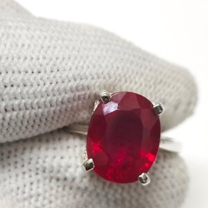 Certified Handmade Natural Ruby Oval Ring, 925 Sterling Silver