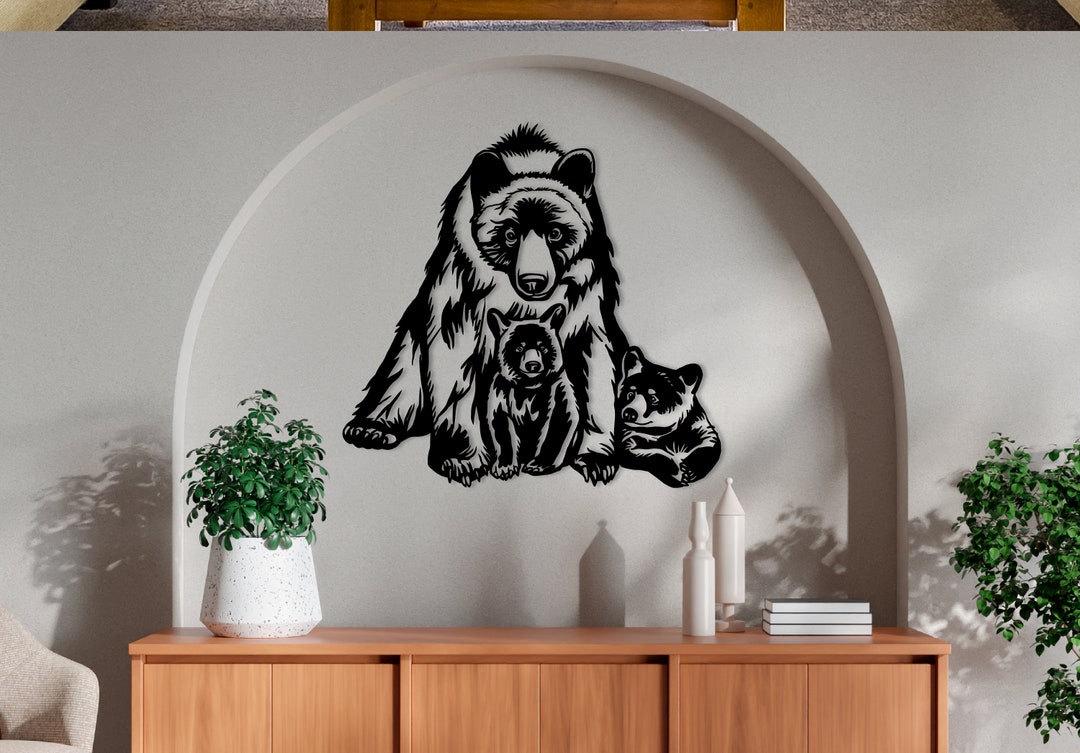 Mother Black Bear Metal Wall Art, Bear Wall Decor, Spiritual Decor