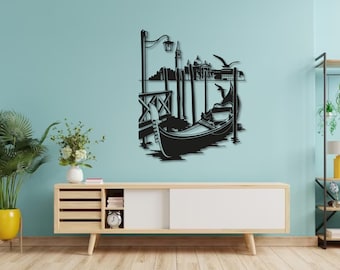 Gondola in Venice Metal Wall Art, Venice Wall Decor,Housewarming Gift,Minimalist Line Art, Home Office Decor, Gift for Her,Mother&#39;s Day Gift