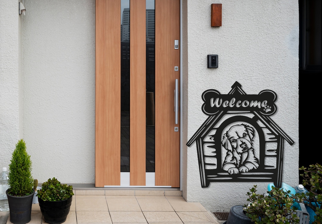 Welcome To Our Home Metal Sign Style - Funny Personalized Dog Decorative Mat main image 0
