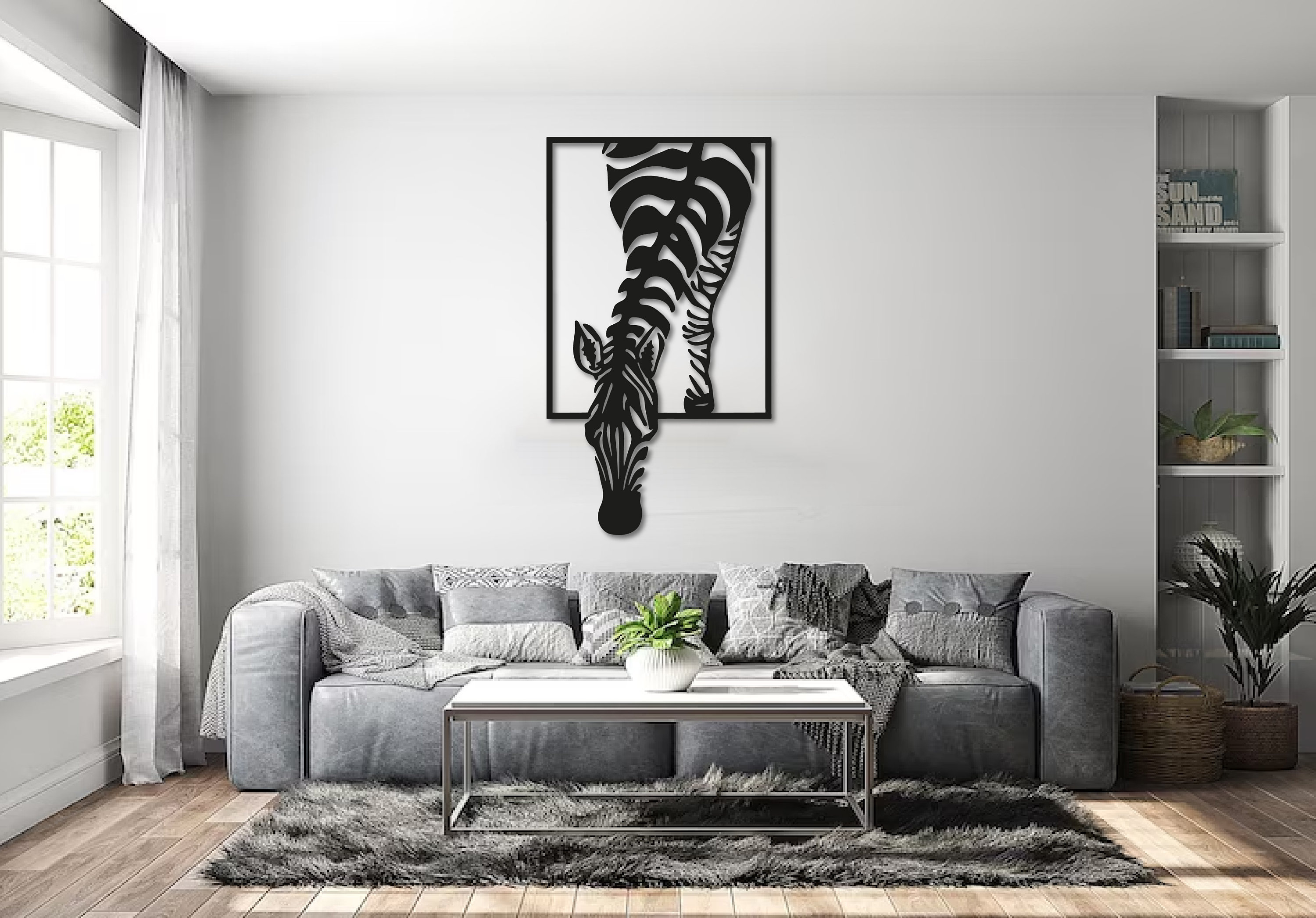 Metal Zebra Wall Art,Zebra Wall Decor,Zebra Portrait Metal Wall Artwork,Housewarming Gift, Living Room Wall Art, Safari Living Room Decor