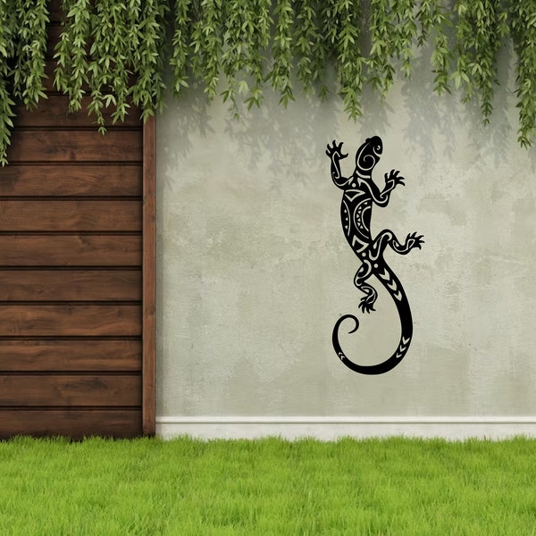 Gecko Metall Wand Kunst, Eidechse Metall Wand Dekoration, Wohnzimmer Dekor, Reptil Wandbehang, Eidechse Zeichen, 3D Wandkunst, Housewarming, Geschenk für Sie / Ihn