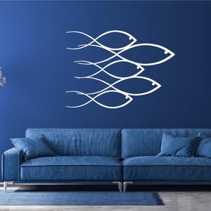 Metal School of Fish Wall Decor, Nautical Coastal Wall Art, Ocean Theme Wall Hanging, Fish Wall Sculpture, Beach House Gift, Modern Wall Art