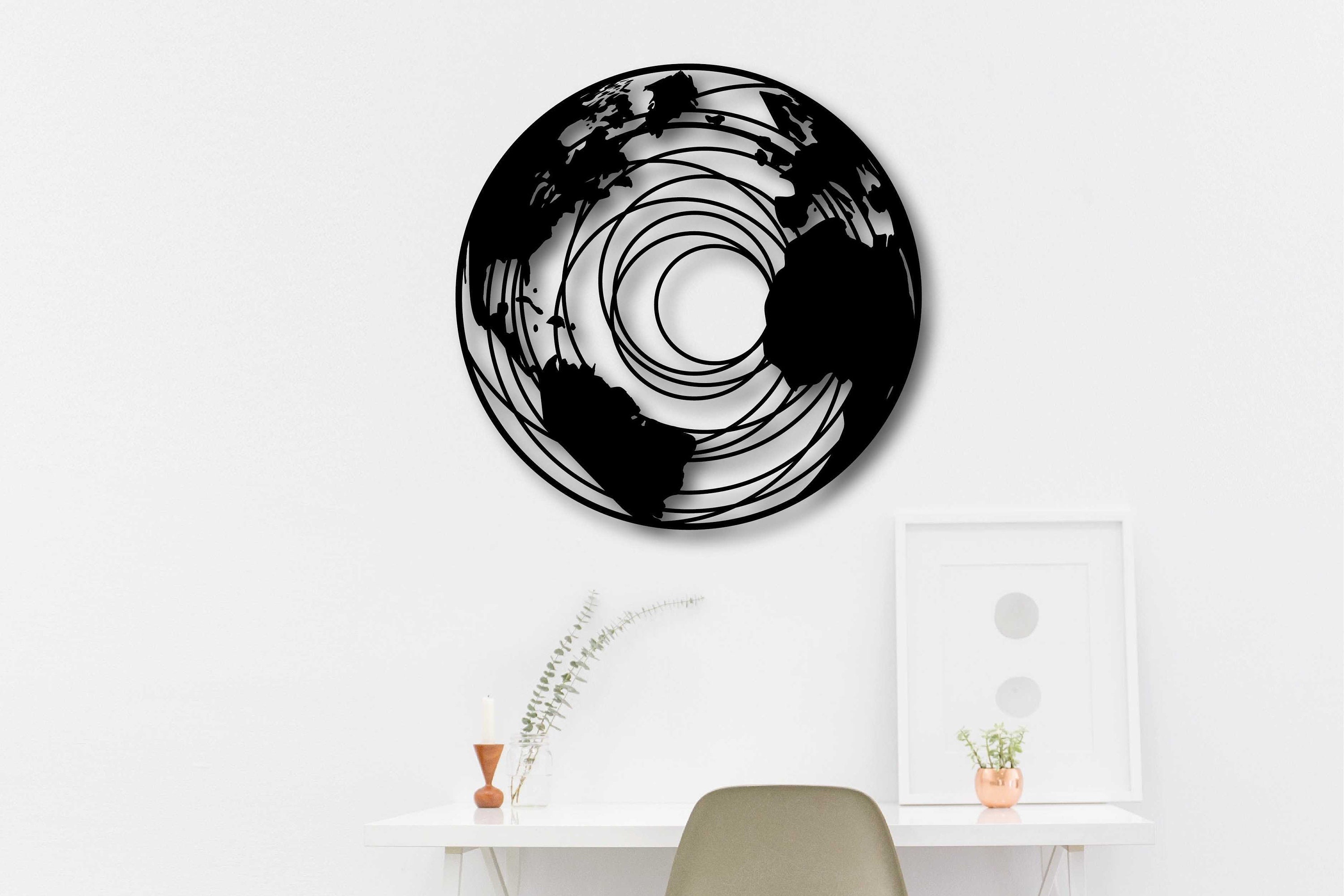 World Map Globe Wall Art, Metal Wall Decor, Home Decoration, Metal