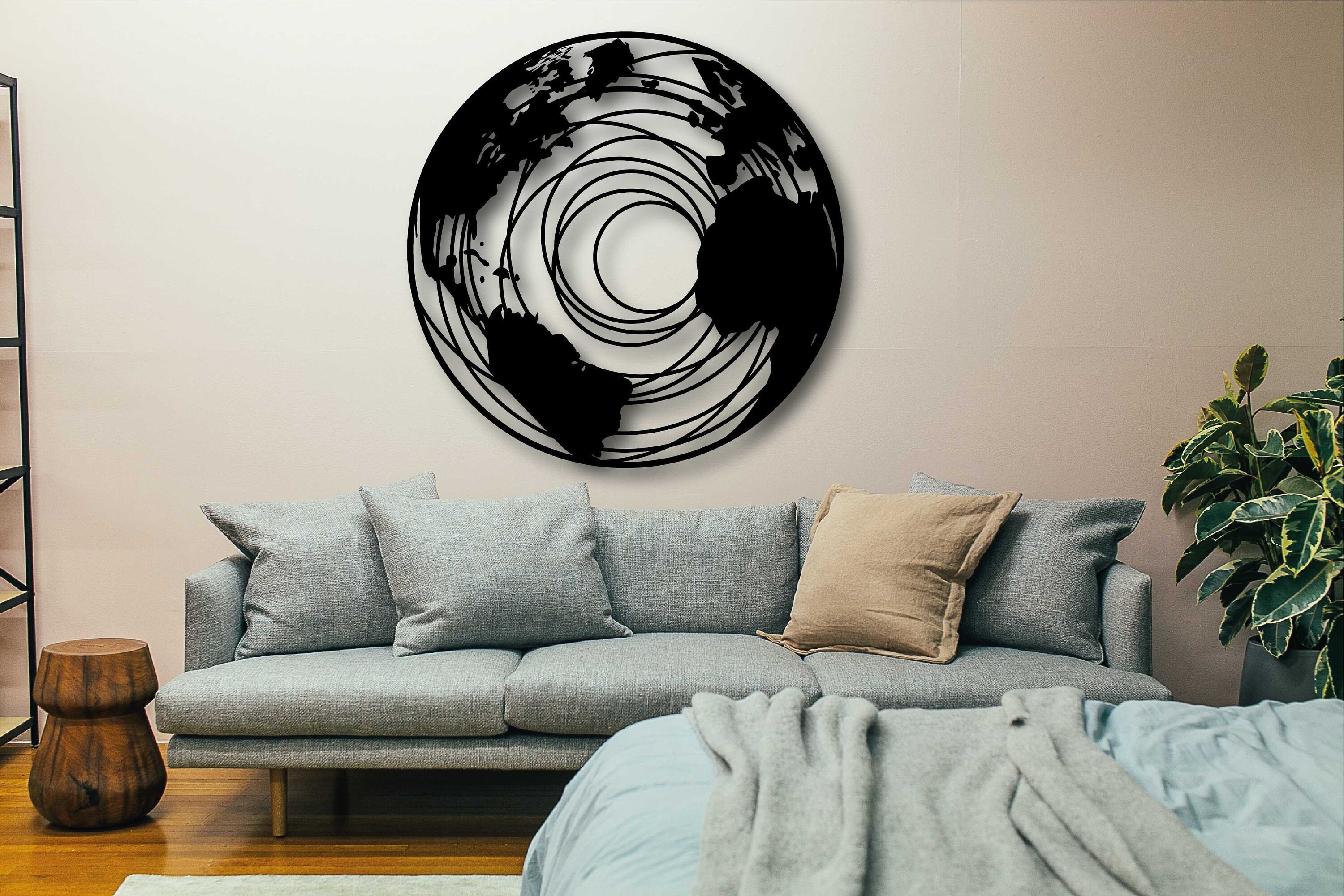 World Map Globe Wall Art, Metal Wall Decor, Home Decoration, Metal World Map Decor, Metal Wall