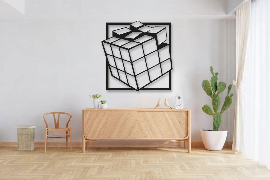 Rubik's Cube Metal Wall Art,geometric Wall Decor, Game Room Wall Decor ...