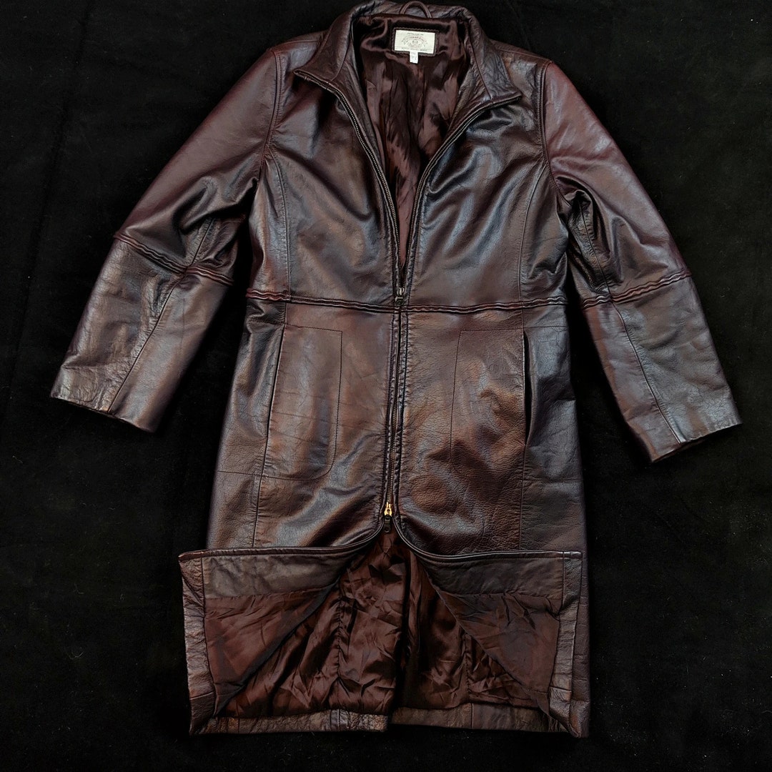 Vintage Armani Jeans 46 USA 12 Leather Coat Jacket 80s 90s Retro Bordeaux Brown Long Solid Biker - Etsy Vintage Armani Jeans 46 USA 12 Leather Coat Jacket 80s 90s Retro Bordeaux Brown Long Solid Biker - Etsy