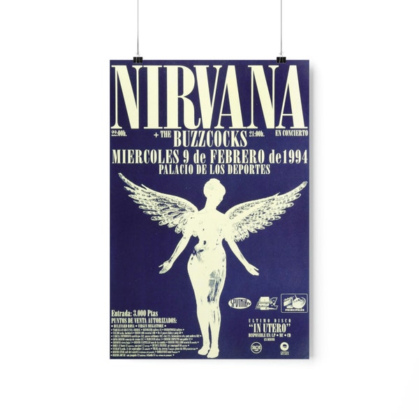Nirvana In Utero Tour Concierto Evento Póster / Arte de pared / Decoración