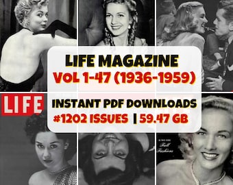 Colección de revistas Life / Vol 1-47 Archivo digital / 1936-1959 Números antiguos / Serie de revistas históricas / Fotografía icónica / Clásica