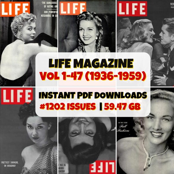Collection de magazines Life | Vol 1-47 Archives numériques | Éditions 1936-1959 | Série de magazines historiques | Photographie emblématique | Classique