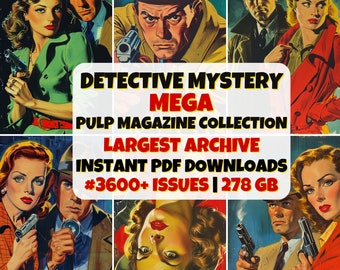 Colección de revistas Detective Mystery Mega Pulp / Historias de crímenes vintage / Detective Pulp clásico / Conjunto de cómics más grande / Revistas antiguas de misterio