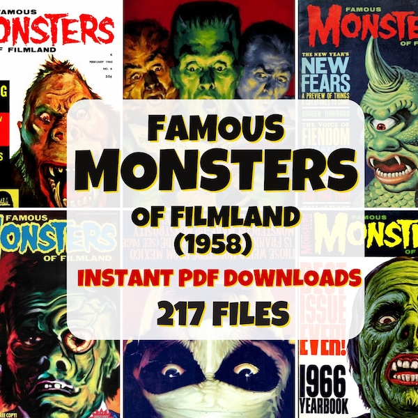 Famous Monsters Of Filmland | Digital Magazine Collection | Horror Movie | Classic Monster Fandom| Movie Monster Collection |Vintage Horror