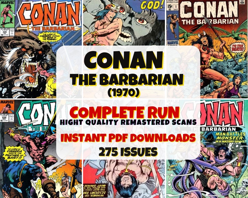 Conan the Barbarian Comics Digital PDF Collection Classic 1970 Series Vintage Comic Book Collectible E-book Legendary Hero Archive image 1