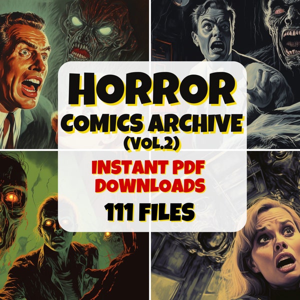 Horror Comics Archive Vol.2 | PDF Comic Collection | Digital Comics Library | Rare Horror Comics | Scary Stories |  Unique Comic Book Gift